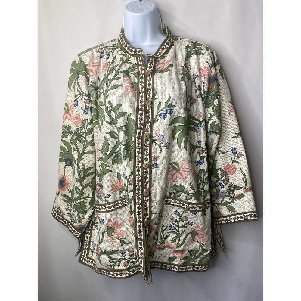 Tudor Court By Haband Womens Jacket Size Large Fall Asian Inspired Loop Buttons